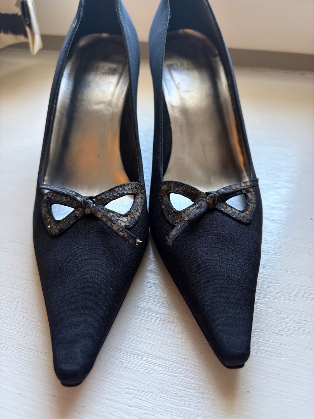 Stuart Weitzman black satin pumps size 6.5